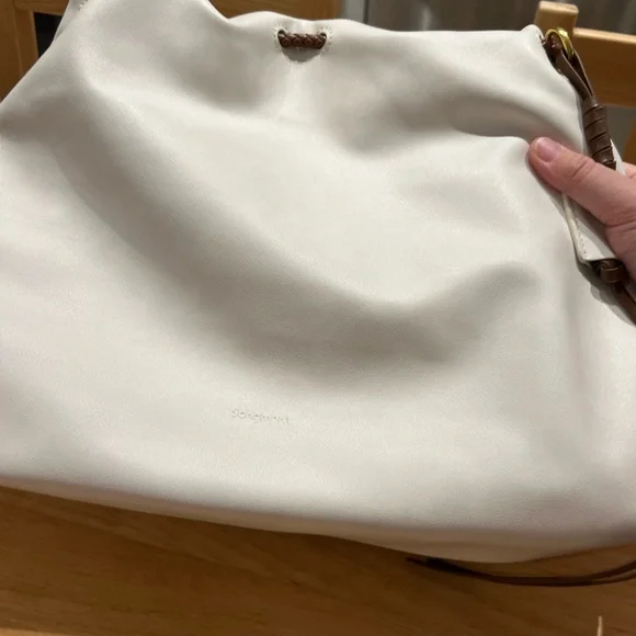 Songmont White Leather Gather Bag Medium NWOT READ! - Picture 5 of 9